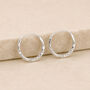 Sleeper Hoop Earrings In Hammered Sterling Silver, thumbnail 2 of 9