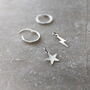 Bolt And Star Mismatched Hoop Earrings, thumbnail 4 of 7
