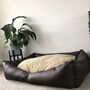 Luxury Vegan Leather And Sherpa Fleece Sofa Dog Bed, thumbnail 4 of 12