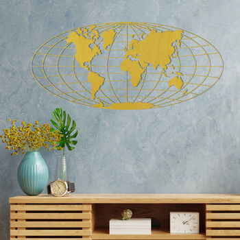 Round Wooden World Map Modern Art For Global Homes, 11 of 12