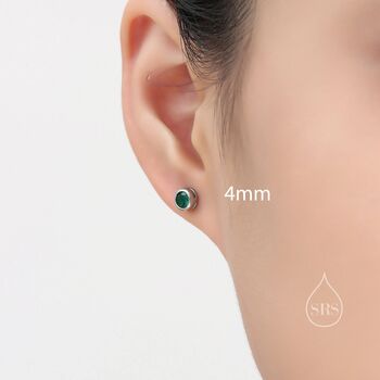 Bezel Cz Crystal Stud Earrings In Sterling Silver, 7 of 12