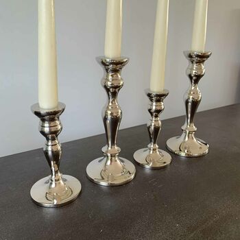 Silver / Bronze Candlesticks Set Of Two, 6 of 9