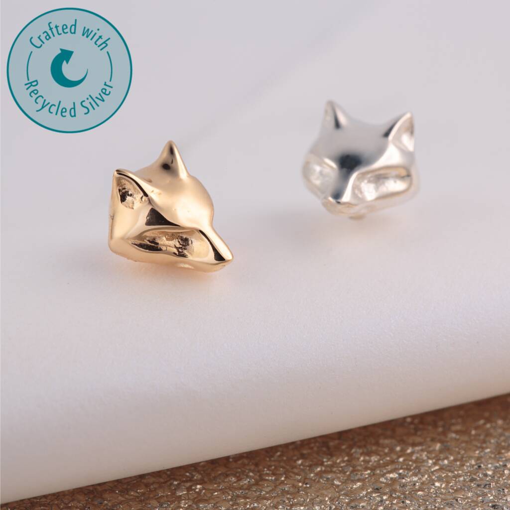 Sterling Silver Fox Stud Earrings By Lily Charmed | notonthehighstreet.com
