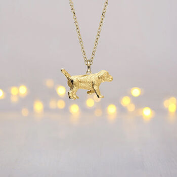 Golden Retriever Necklace In 18ct Gold Plated Silver, 4 of 12