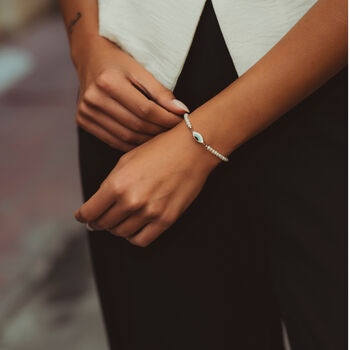 Pearl Evil Eye Sterling Silver Bracelet, 4 of 10