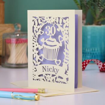 Personalised Papercut Cupcake Birthday Card, 2 of 8