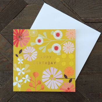 Gold Foiled Mustard Birthday Card, 5 of 5