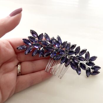 ‘Enya’ Purple Crystal Hair Comb, 2 of 5