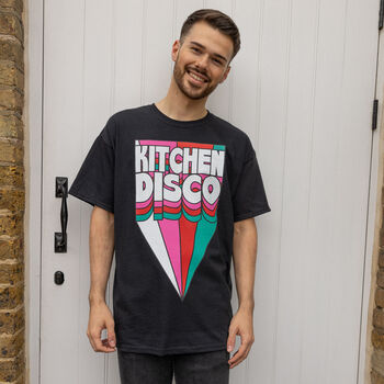Kitchen Disco Men's Retro Slogan T Shirt In Black, 3 of 4