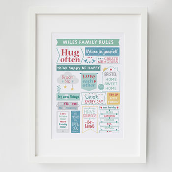 Personalised Colourful Family Rules Print, 4 of 5