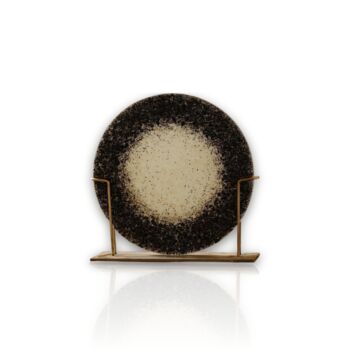 Textured Glass Decorative Disk On Brass Stand, 2 of 2