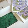 Linocut Violet Flowers Notecards Set Of Eight, thumbnail 4 of 4