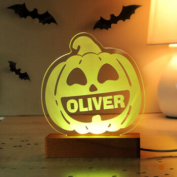 Personalised Pumpkin Halloween LED Night Light, 3 of 6
