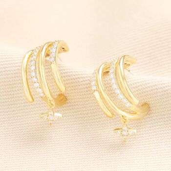 Crystal Illusion Hoop Earrings With Star Drop, 2 of 3