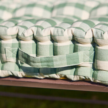 Green Gingham Garden Bench Cushion, 5 of 5
