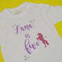 Personalised Unicorn Birthday Sparkle T Shirt, thumbnail 4 of 4