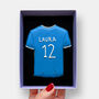 Personalised Football Shirt Letterbox Cookie Blue, thumbnail 1 of 8