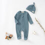 Tiny Alpaca Organic Cotton Baby Sleepsuit And Hat, thumbnail 6 of 9