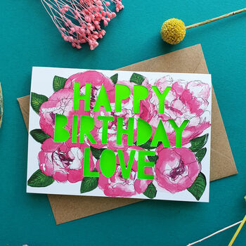 Happy Birthday Love Paper Cut Birthday Card, 2 of 4