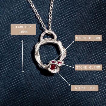 Ruby Recycled Silver Eternity Necklace July Birthstone, 8 of 9