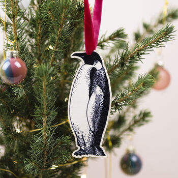 Personalised Wooden Penguin Christmas Decoration, 3 of 6