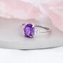 Genuine Amethyst Oval Ring In Sterling Silver, thumbnail 5 of 11