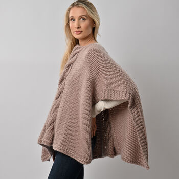 Anna Lou In Mink Poncho Easy Knitting Kit, 4 of 9