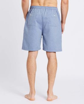 Men's Garrison Blue Herringbone Pyjama Shorts, 2 of 3