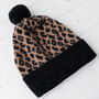 Leopard Knitted Pom Pom Hat, thumbnail 11 of 11
