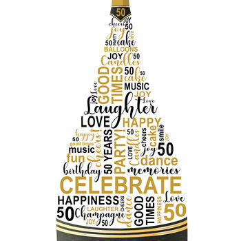 Personalised 50th Birthday Champagne Word Art, 10 of 10