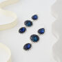 Midnight Blue Triple Drop Crystal Earrings, thumbnail 2 of 3