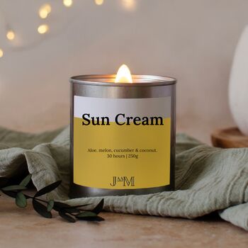 Sun Cream Scented Crackle Wick Candle Holiday Inspired Fragrance, 5 of 7