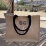 Personalised Patch Square Jute Beach Tote Bag, thumbnail 6 of 11