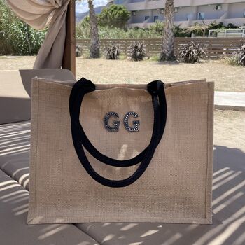 Personalised Patch Square Jute Beach Tote Bag, 6 of 11