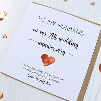 Personalised 7th Wedding Anniversary Card For Husband Or Wife, 4 of 9