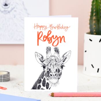Personalised Giraffe Birthday Card, 2 of 8