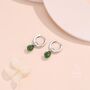 Sterling Silver Dangling Jade Droplet Hoop Earrings, thumbnail 3 of 9