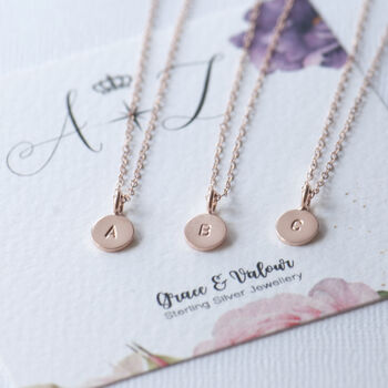 Rose Gold Plated Stamped Initial Necklace, 4 of 12