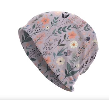Chemo Headwear Beanie Hat Bandana Lilac Floral Flowers Super Soft, 3 of 6