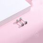 Tiny Black Cz Screw Back Earrings In Sterling Silver, thumbnail 2 of 11