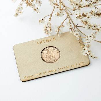 90th Birthday 1936 Farthing Personalised Wallet Card, 2 of 6