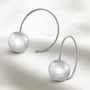 Open Hoop Sterling Silver Ball Earrings, thumbnail 3 of 4