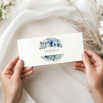 Personalised Wedding Money Wallet: Blue Floral Design, 2 of 4