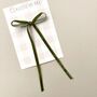 Olive Green Long Tailed Hair Bow Christmas, thumbnail 1 of 4