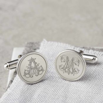 Personalised Sterling Silver Single Initial Cufflinks, 2 of 6