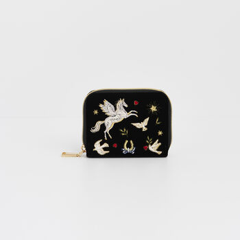 Black Celestial Velvet Embroidered Purse Small, 2 of 7