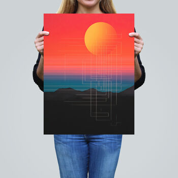 Sunset Modern Digital Abstract Orange Wall Art Print, 2 of 6