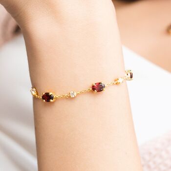 Garnet Bracelet In Sterling Silver And Gold, 9 of 12