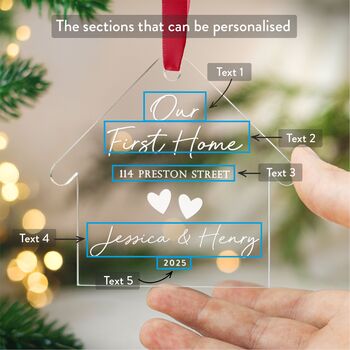Personalised First Home Acrylic Ornament Custom Address, 2 of 8