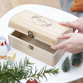 Personalised Family Christmas Wooden Keepsake Chest, 2 of 10